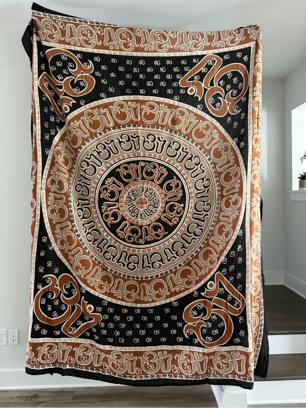 Bohemian Black & Tan Mandala Wall Tapestry - Unbranded